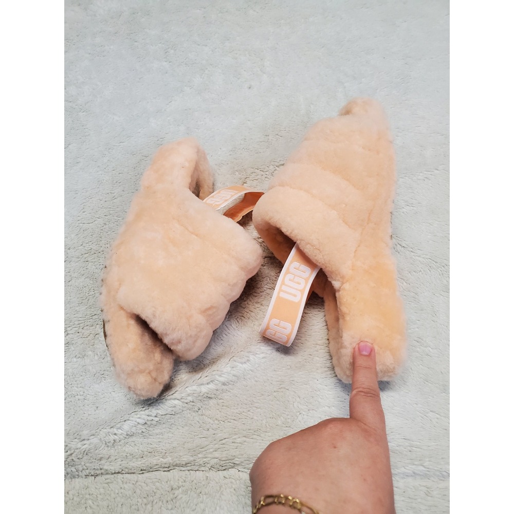 Ugg Peach Fluff Yeah Slip On Slingback Platform Slides Shoes 9 Cozy Winter - Picture 3 of 11